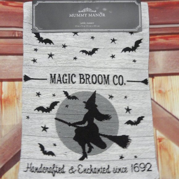 Magic Broom Co since 1692 Witch on Broom & Bats Table...